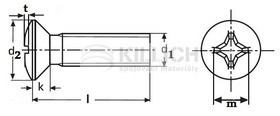 Cross recessed raised countersunk head screws DIN 966