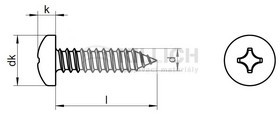 Pan head tapping screws with cross recessed (Phillips) DIN 7981C