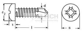 Self-drilling pan head screw DIN 7504N