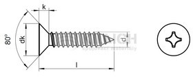 Cross recessed countersunk head tapping screws DIN 7982C