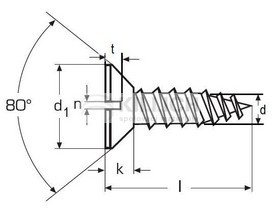 Slotted countersunk (flat) head wood screw