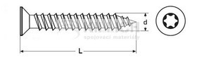 Chipboard screw countersunk head, full thread, torx