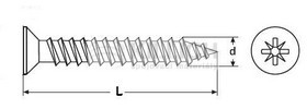 Chipboard screw countersunk head, pozidriv, full thread