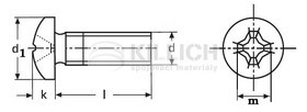 Cross recessed raised cheese head screw DIN 7985