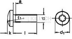 Raised cheese head screw, torx DIN 7985