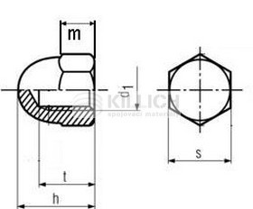 Hexagon cap nut, high form DIN 1587