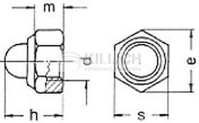 Prevailing torque type domed cap nut with nylon insert DIN 986