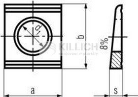 Square taper washer for U-sections 8% DIN 434U