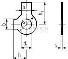 Tab washer with long tab and wing DIN 463