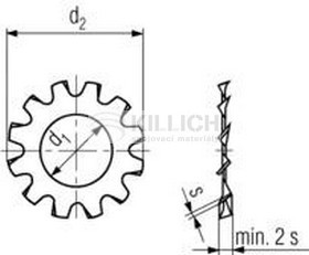 Toothed locked washer with external teeth DIN 6797A