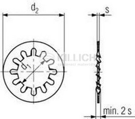 Toothed locked washer with internal teeth DIN 6797J