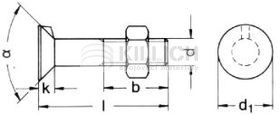 Flat countersunk nib bolt DIN 604