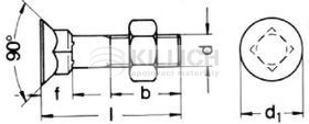 Flat countersunk square neck bolt with short square DIN 608