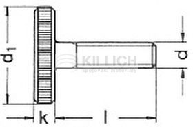 Knurled thumb screw, thin type DIN 653