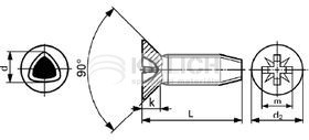 Thread forming screw with countersunk head DIN 7500M