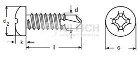 Self-drilling cross recessed pan head screw DIN 7504N