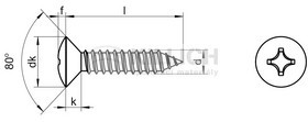 Cross recessed raised countersunk head tapping screw DIN 7983