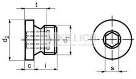 Hexagon socket screw plug, cylindrical thread DIN 908