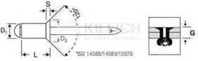 Blind rivet with countersunk head DIN 7337B