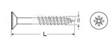 Chipboard screw, countersunk head, part thread, pozidrive