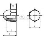 Hexagon cap nut, high form DIN 1587