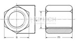 Coupling nut hexagon nuts 3xd DIN 6334