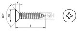 Cross recessed countersunk head tapping screws, torx DIN 7982C