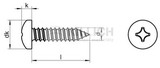 Pan head tapping screws with cross recessed (Phillips) DIN 7981C