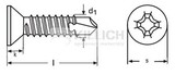 Self-drilling countersunk head screw DIN 7504P