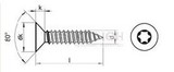 Cross recessed countersunk head tapping screws, security PIN-TX DIN 7982C