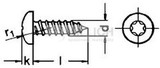 Pan head tapping screws, torx DIN 7981C