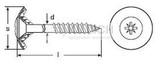 Raised countersunk chipboard screw with sealing washer