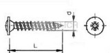 Raised countersunk chipboard screw with flange, pozidriv