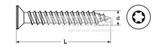 Chipboard screw countersunk head, full thread, torx